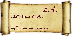 Lőrincz Anett névjegykártya