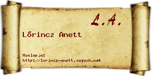 Lőrincz Anett névjegykártya